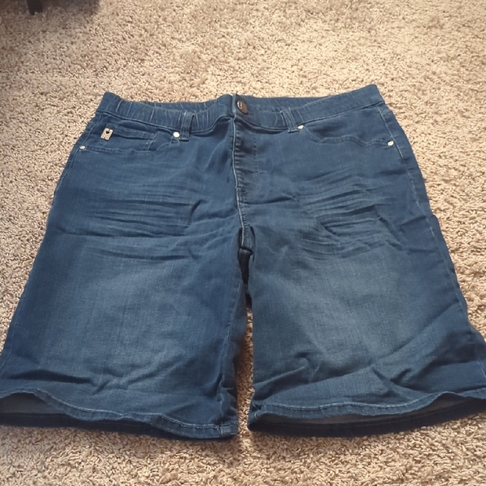 Belle by Kim Gravel Dark Blue Denim Bermuda Shorts